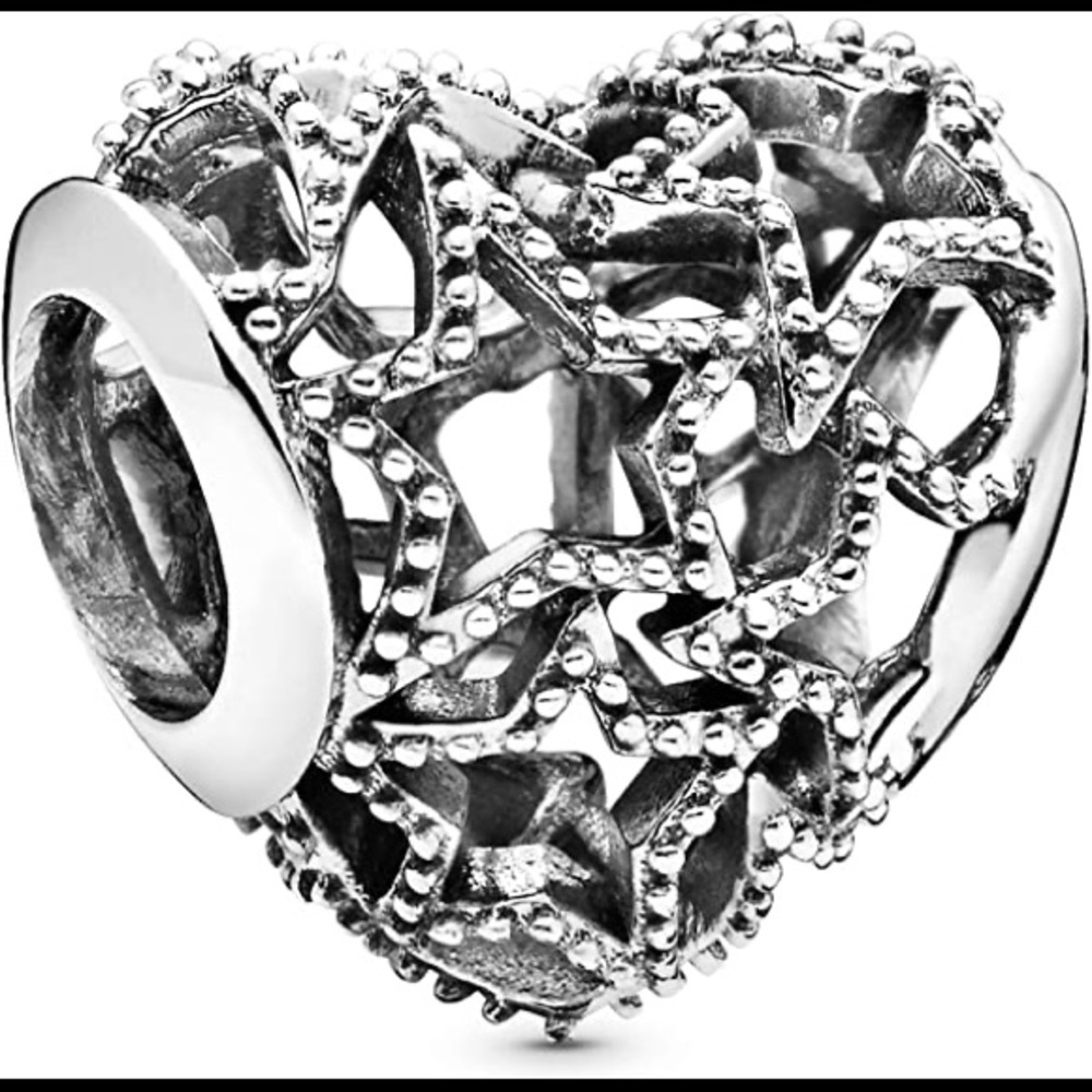 Authentic Pandora Openwork Heart & Beaded Star Charm - LAST ONE